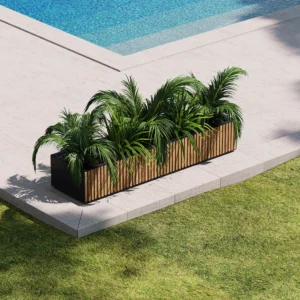 Jardinera de Madera de pino Metálica Rectangular Baja Modular