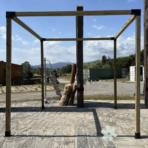 Pérgola de Madera de Pino Tratada para Exterior 3x3x3 m