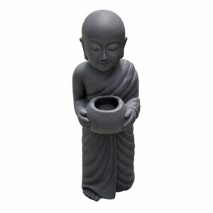 Figura Decorativa Monje Erguido de Hormigón Negro 60 cm