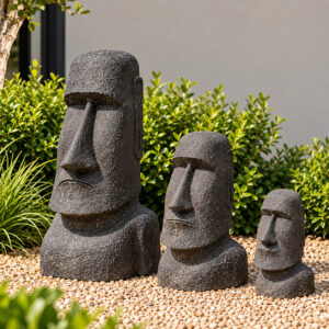 Moái Decorativo de hormigón Negro Estatua Estilo Isla de Pascua