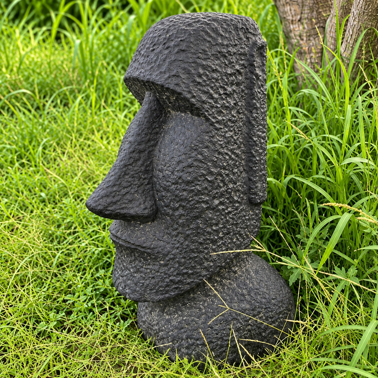 Moái Decorativo de hormigón Negro Estatua Estilo Isla de Pascua